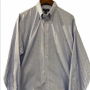 Lands End Men's Blue W/Pink Non Iron Sz 17 36 Tall